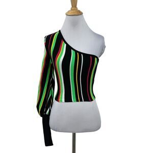 Fashion Nova Finding The One Shoulder Sweater Womens XS Extra Small Puff Sleeve